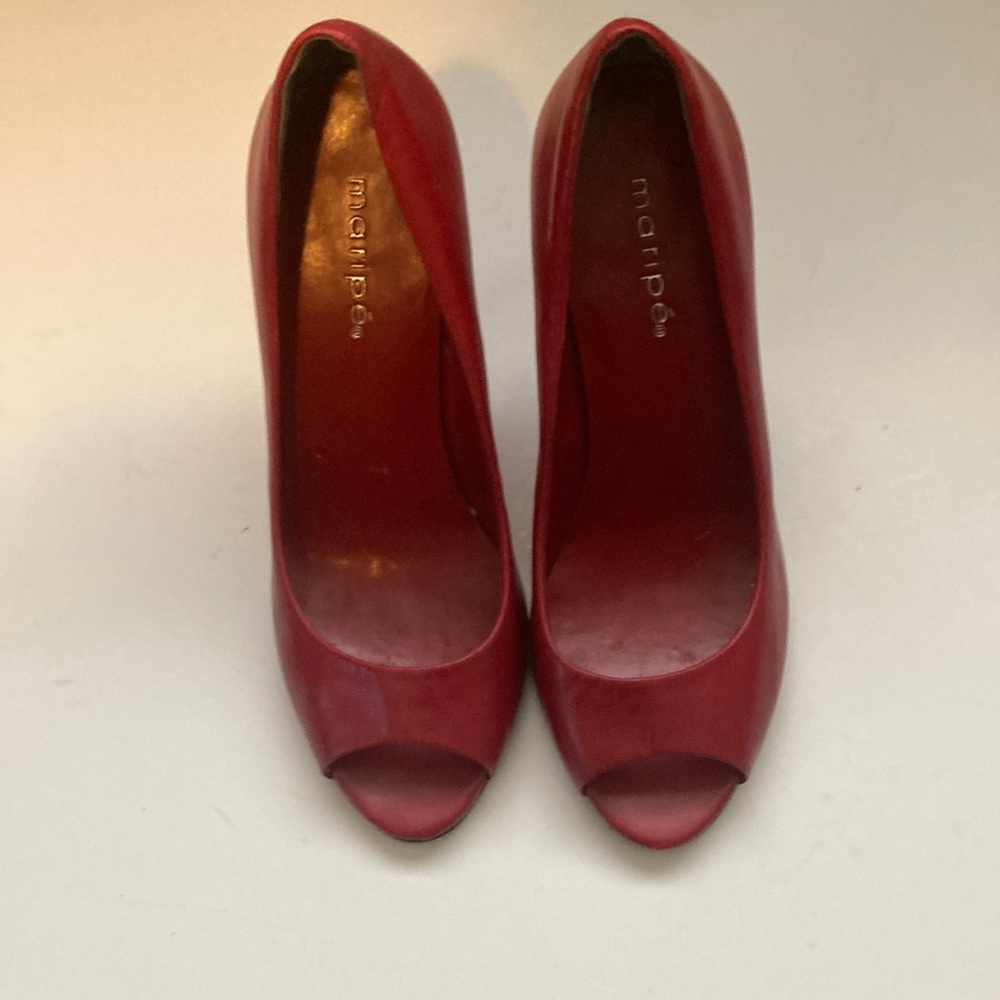 Maripe red peekaboo toe heel